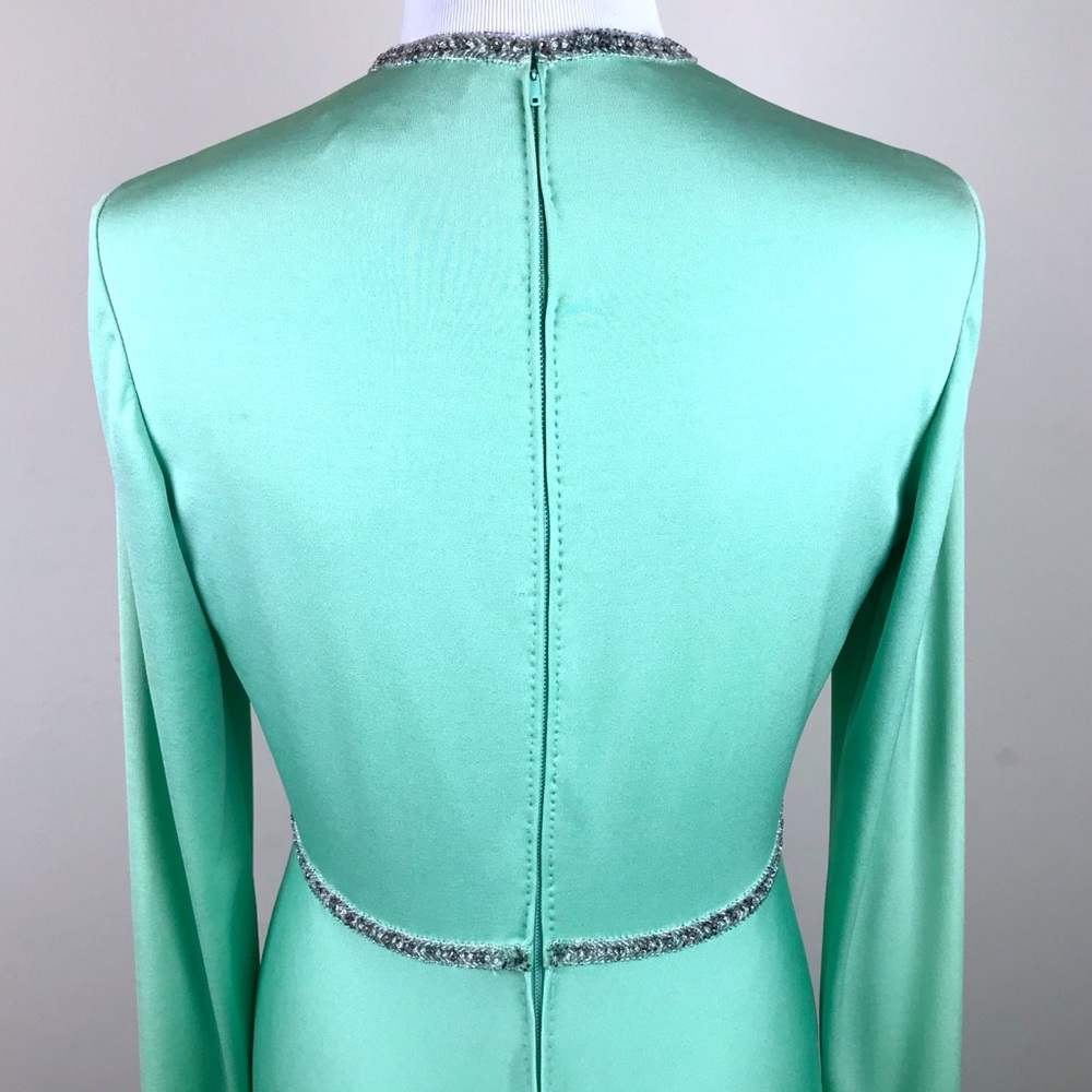 Lillie Rubin Vintage Green Crystal Embellished Gown Dress Knit Sustainable - Picture 7 of 8